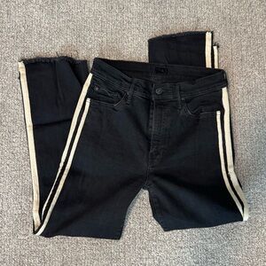 Mother Denim, crop black with white side stripe 29